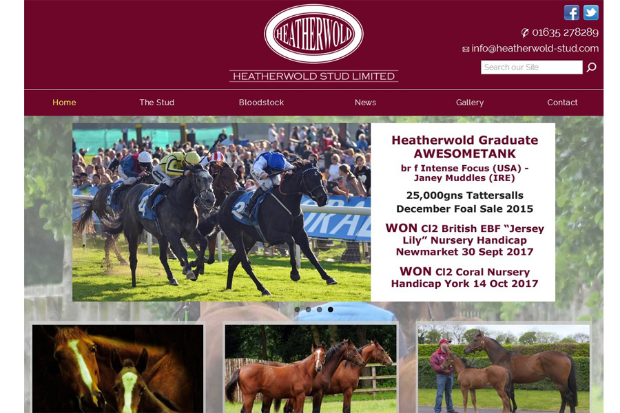 screenshot of heatherwold stud web site, developed by dovedale deisgn