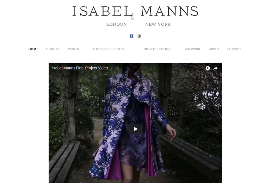 screenshot of isabel manns web site, developed by dovedale deisgn