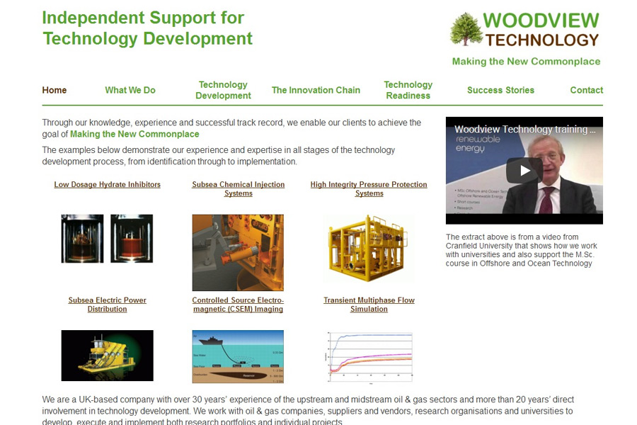 screenshot of woodview techology web site, developed by dovedale deisgn